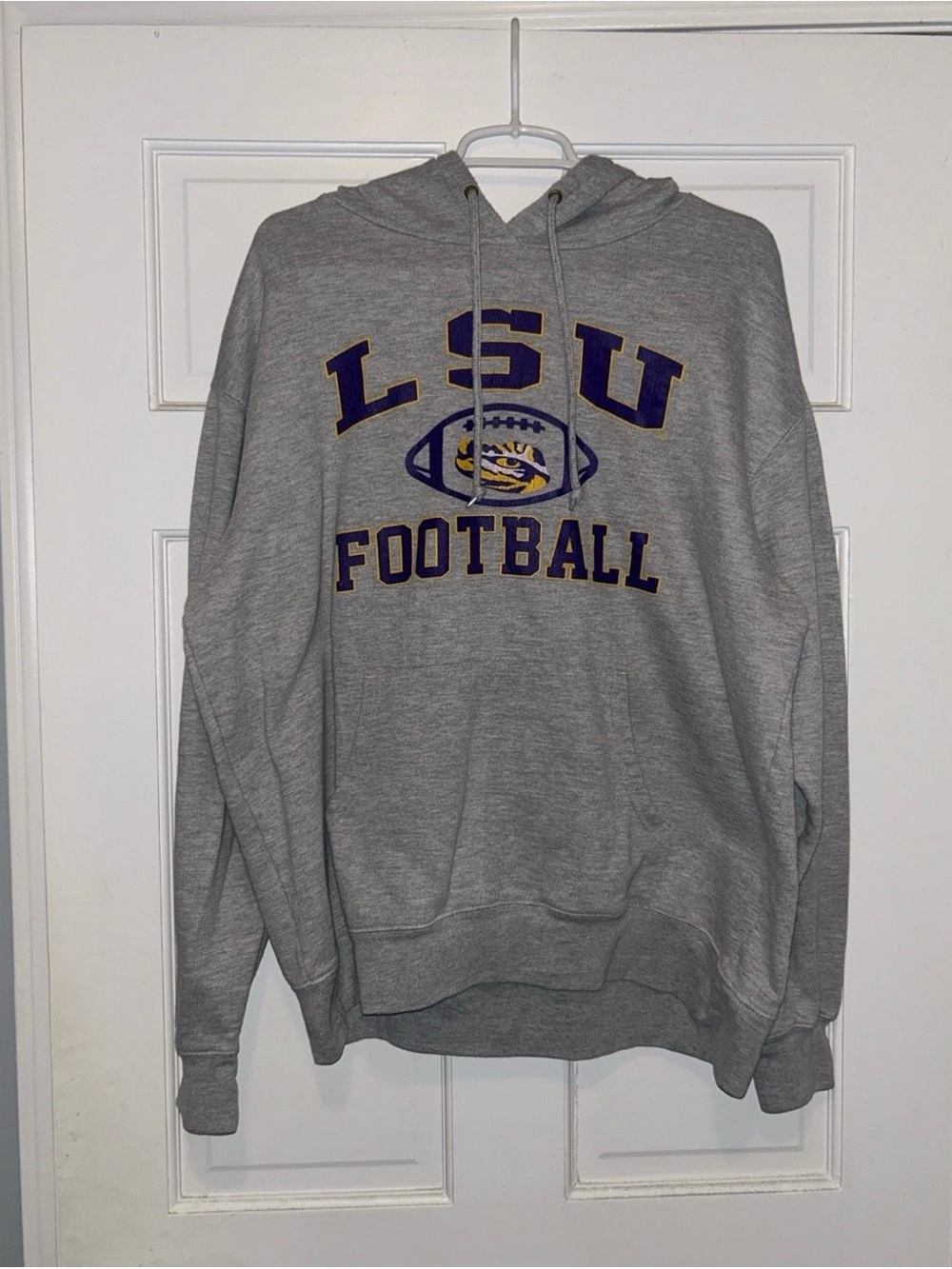 Blue 84 Gray LSU Football Pullover Hoodie with Purple & Gold Logo
